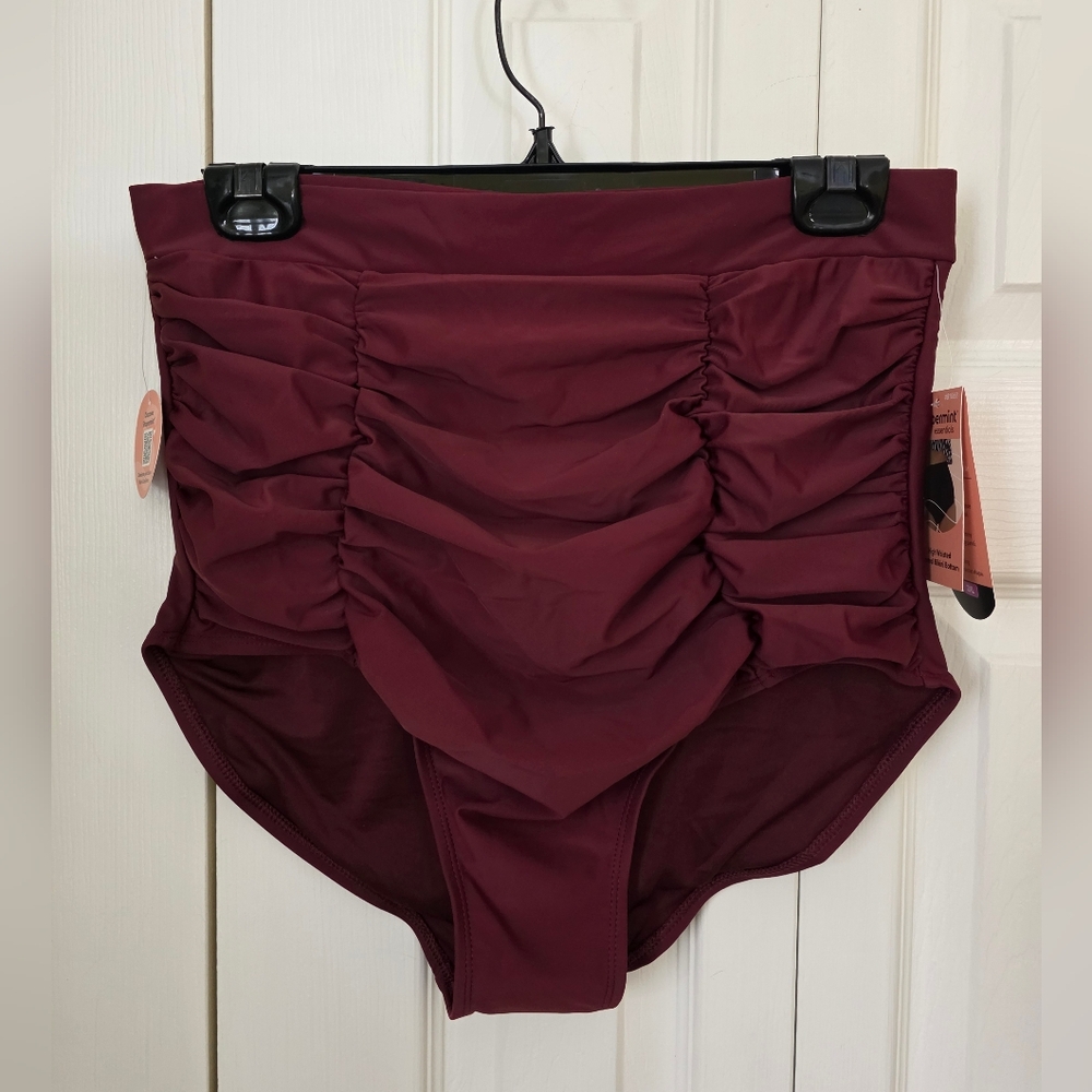 Shapermint High-Waisted Control Burgundy Bikini Bottom 2XL